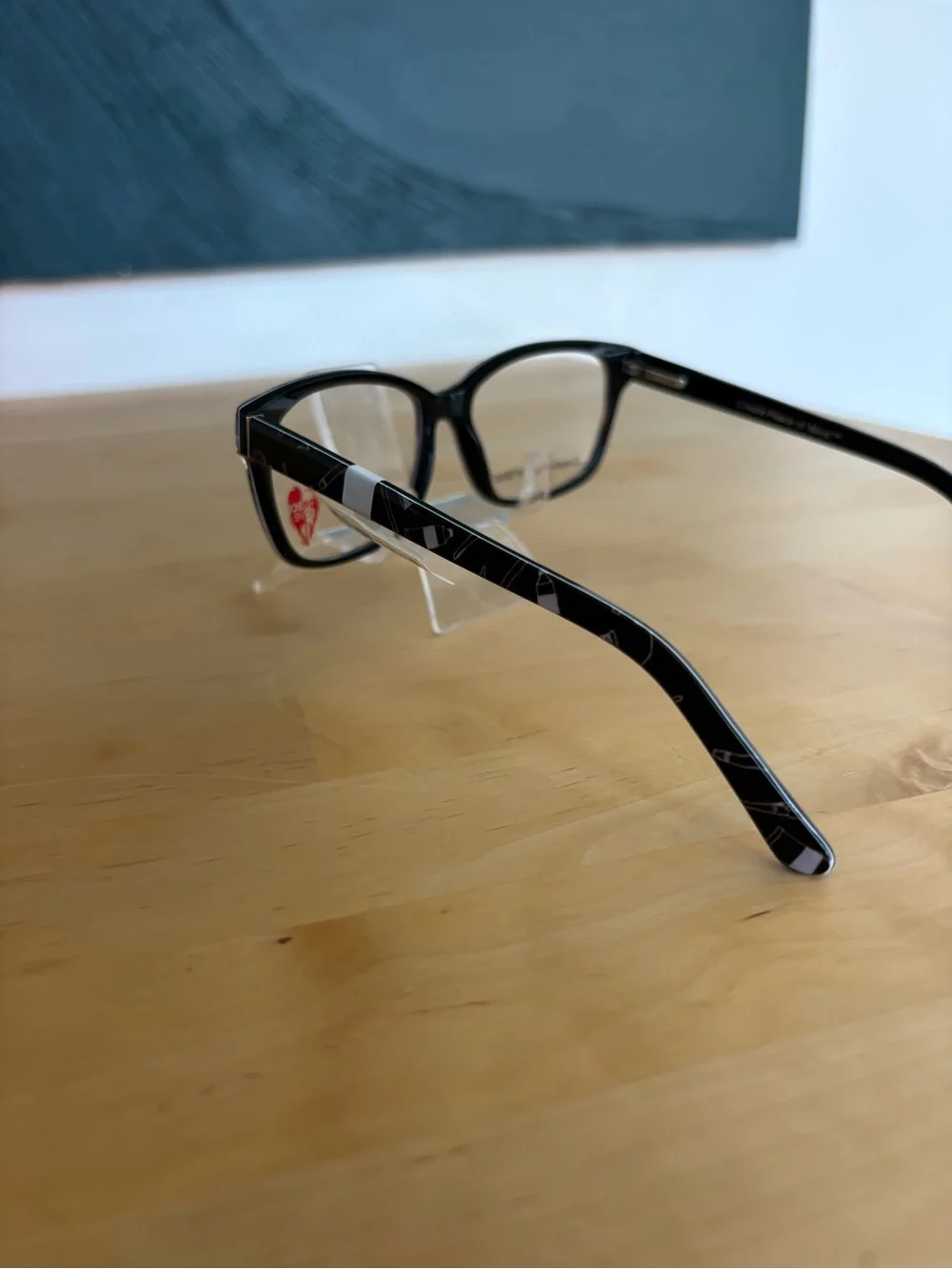 Peace Love Dream Big Black White Art Tools Rectangle Eyeglasses 55-15-140 NWT